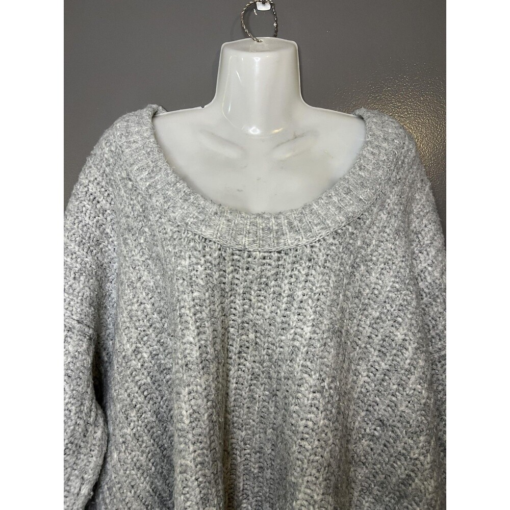 Free People Sweater Womens XS Gray Chunky Knit Oversized High Low Hem Pullover